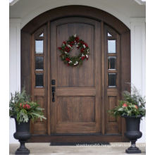 Oak Front Wooden Door Set Exterior Glass Door Arch Top